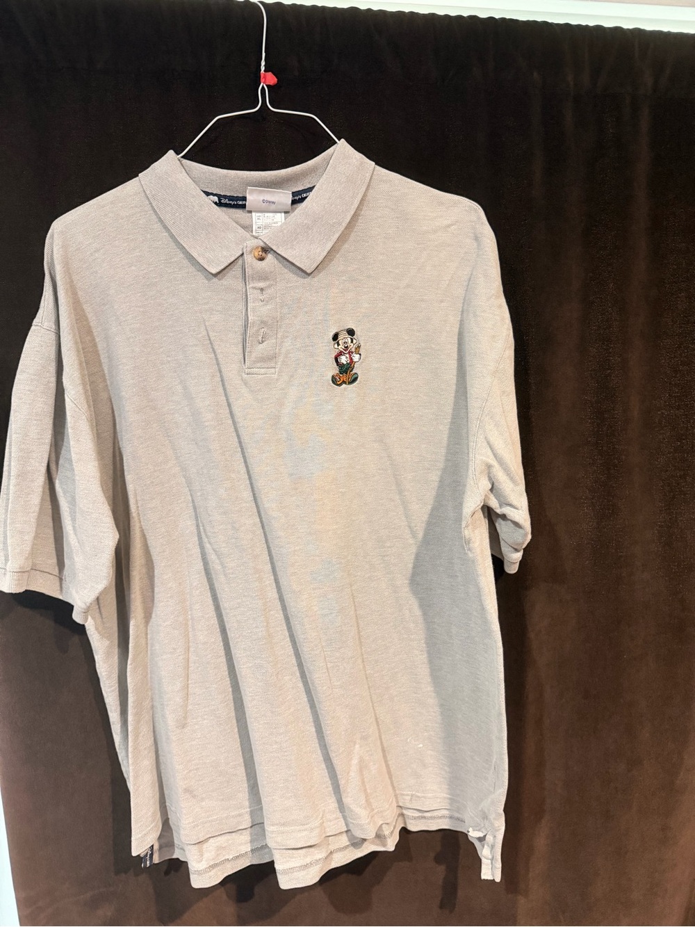 Men's Beige Polo Shirt with Embroidered Character